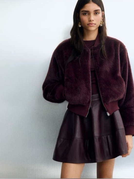 H&M Jackets & Blazers - New H&M Reversable Faux Fur Bomber Jacket - Deep Burgundy